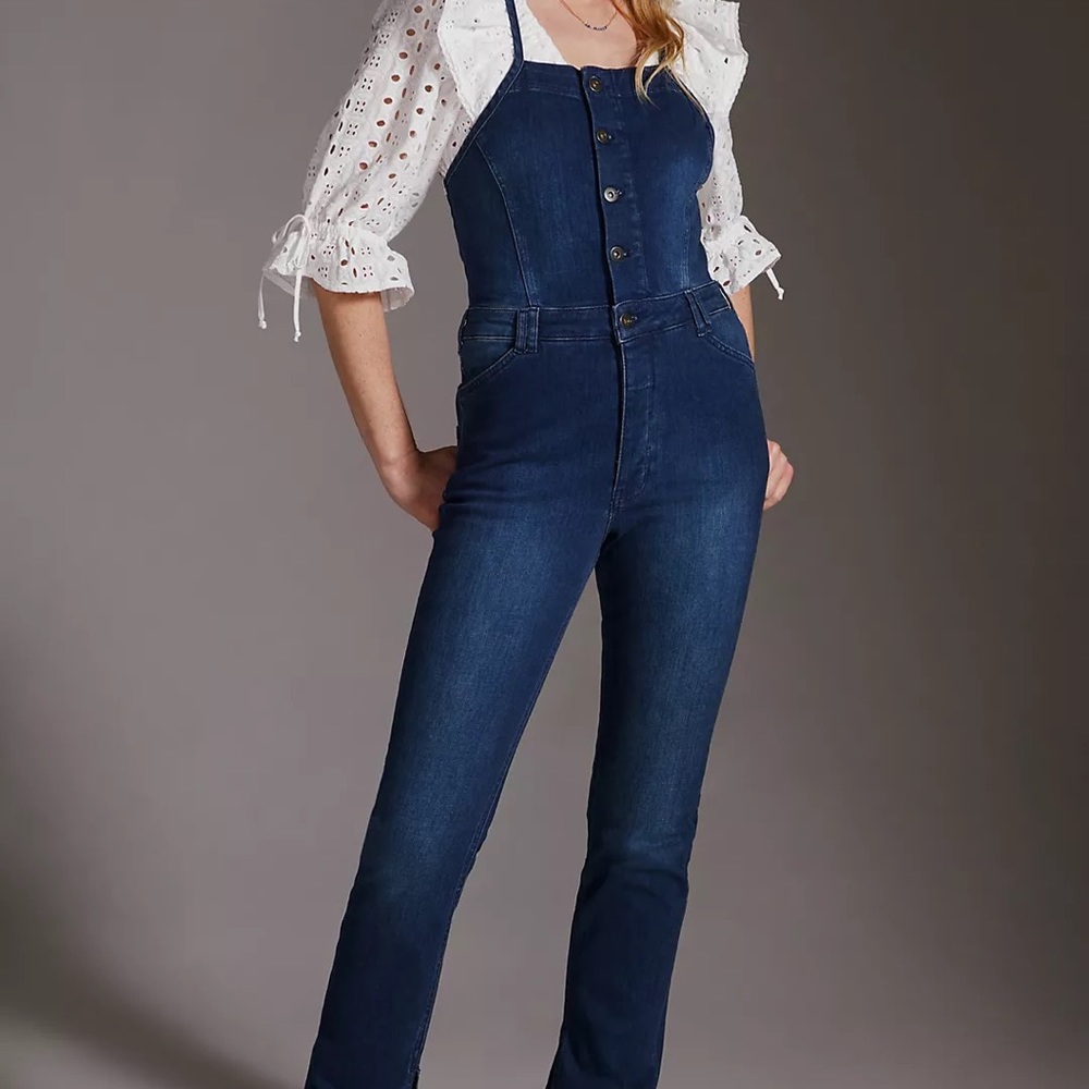 New Anthropologie Pilcro Split-Seam Denim Overalls $180 SIZE 27